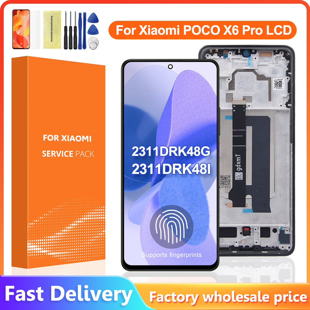 AMOLED Quality Poco X6 Pro Screen Replacement for Poco X6 Pro 2311DRK48G 2311DRK48I Lcd Display Touch Screen with Frame