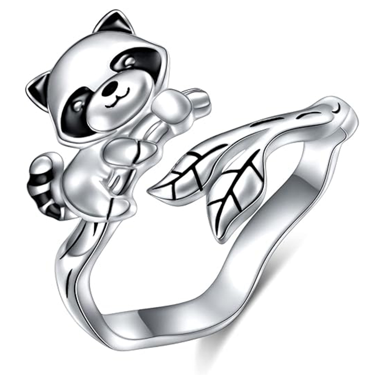A Fashionable and Creative Cute Raccoon Animal Earrings Personalized Halloween Open Ring