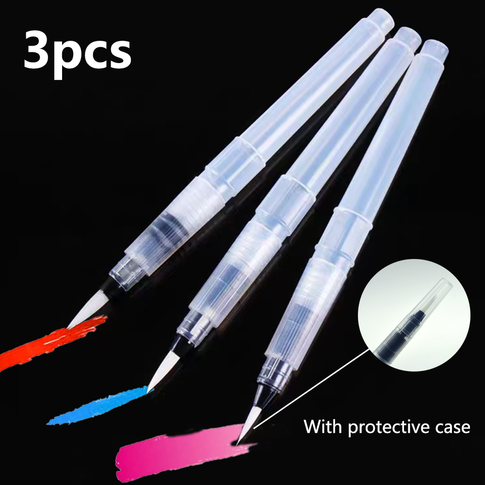 3pcs Refillable Water Brush Pens Set - Reusable & Beginner-Friendly for Students & Artists, Perfect for Watercolor Painting,