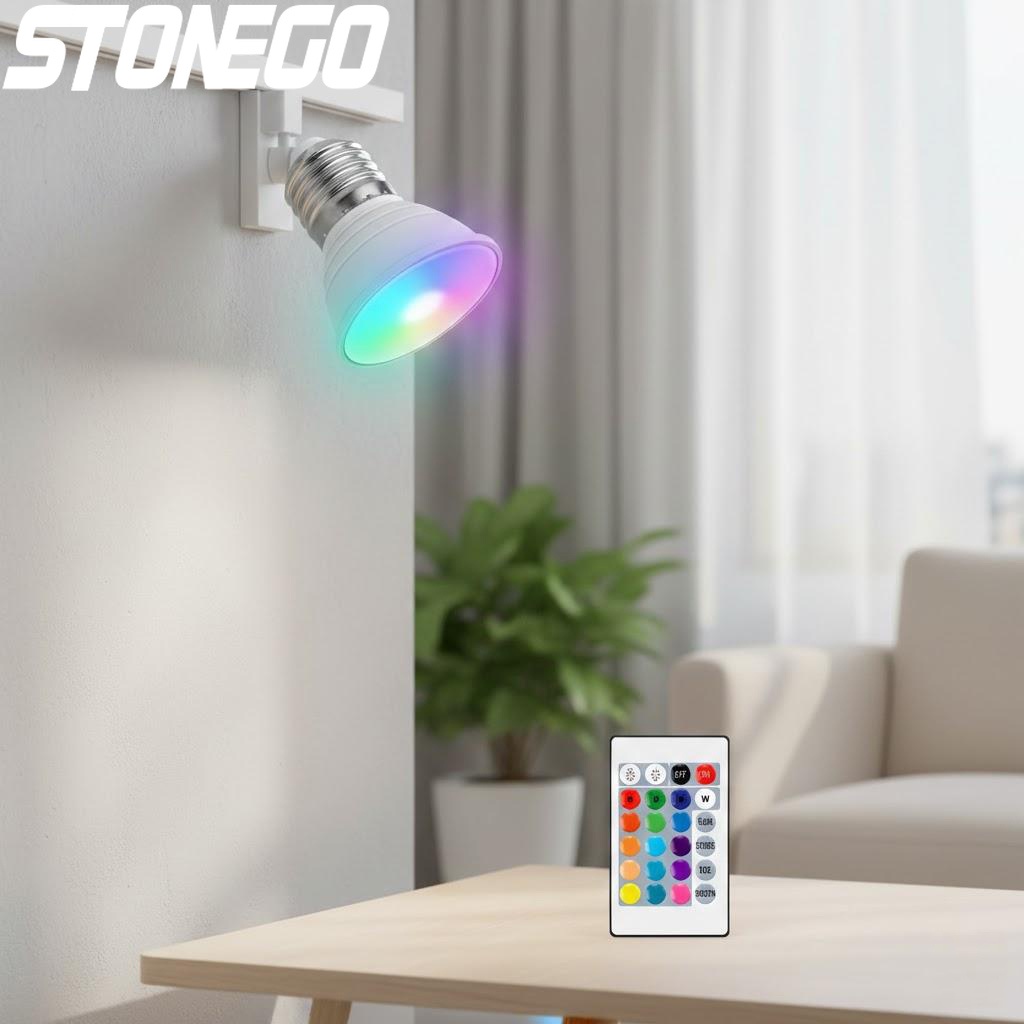 Smart RGB LED Bulb Remote Control Dimmable Colorful Ceiling Light for Home Decor Energy Saving