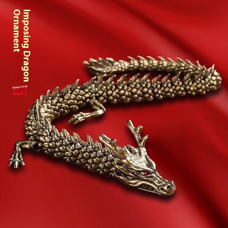 NEW! 1Pcs Moveable Body Joints Antique Alloy Lucky Dragon Desktop Office Crafts 3D Dragon Statue Ornament Home Decoration Gifts