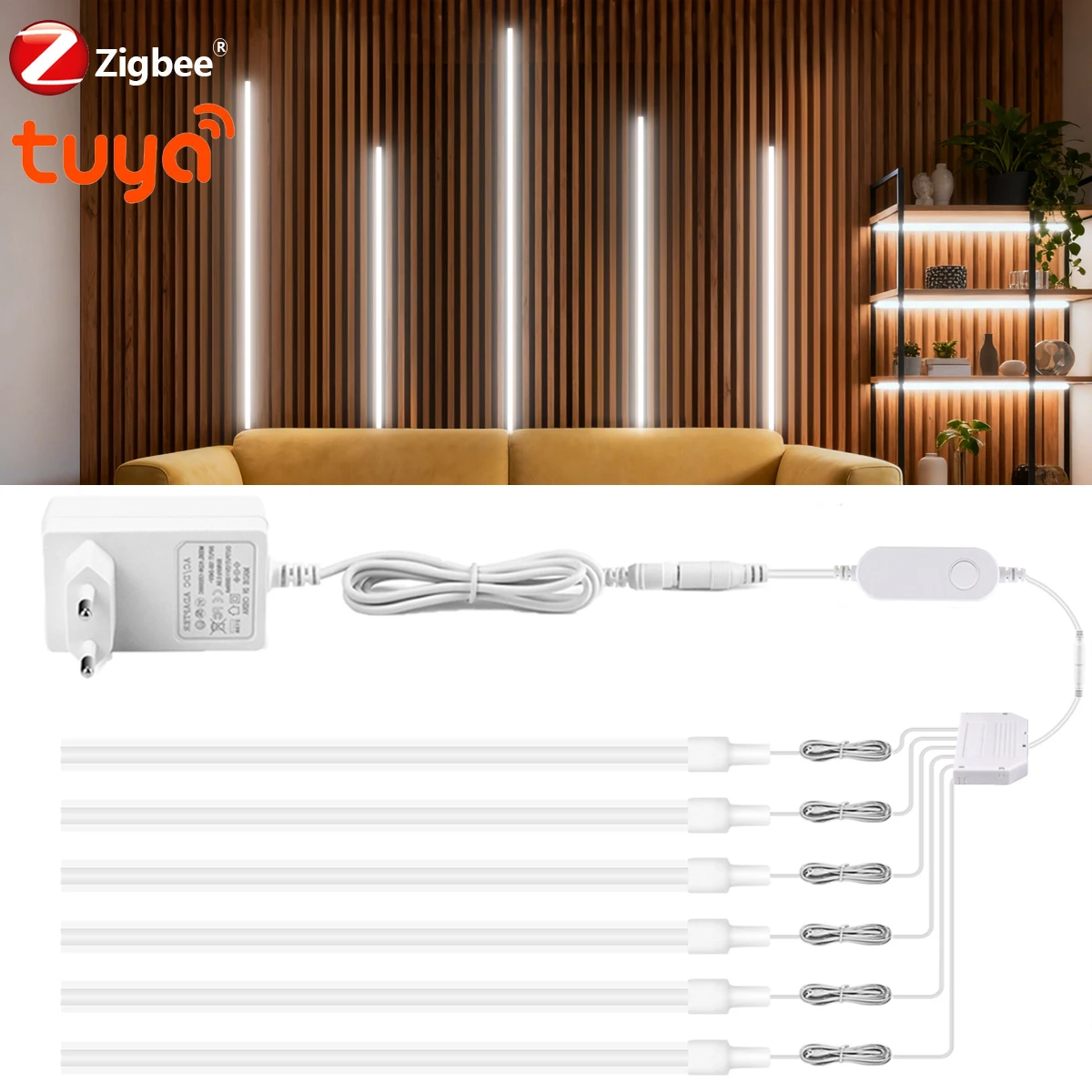 2/4/6piece Pure Silicone Neon Light Strip 24V Tuya Zigbee COB Tape Integrated Lighting for Silencing Board Multi Layer Cabinet