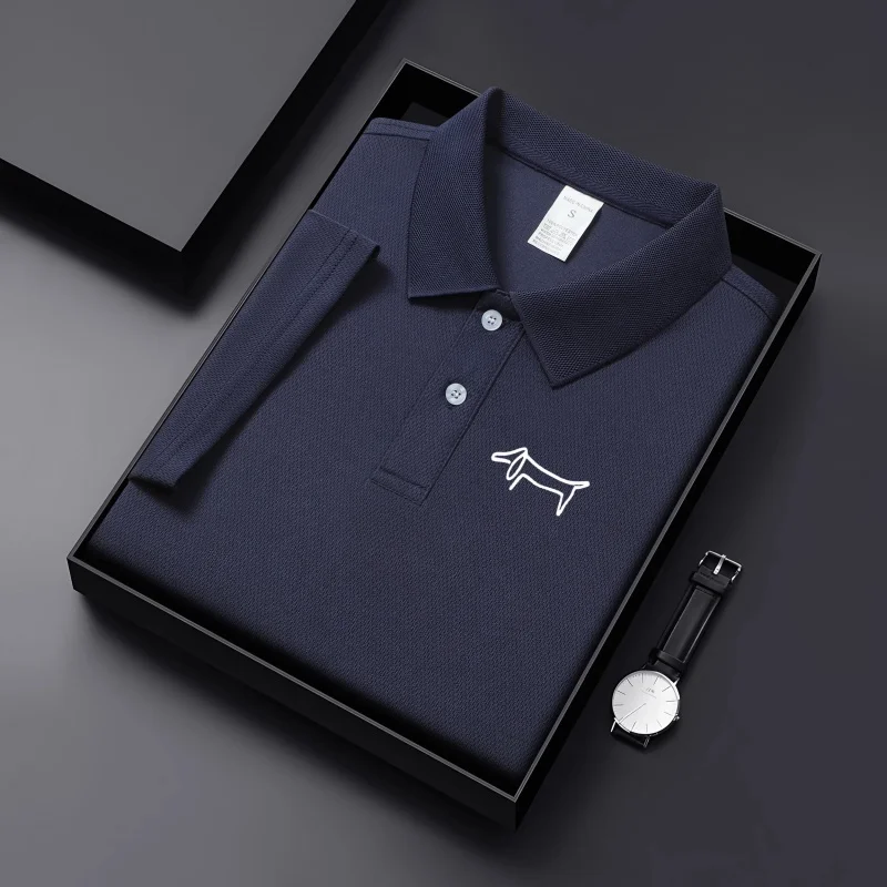 2026 New Summer Premium Solid Color Men's Golf Collar Breathable Fabric Social Casual Top Men's Collar T-shirt