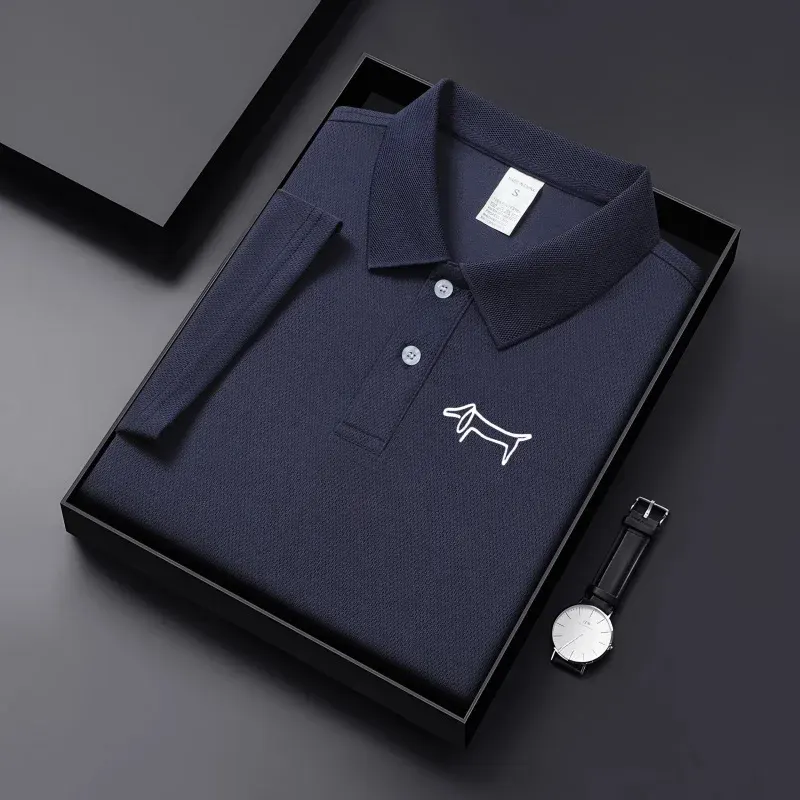 2026 New Summer Premium Solid Color Men's Golf Collar Breathable Fabric Social Casual Top Men's Collar T-shirt