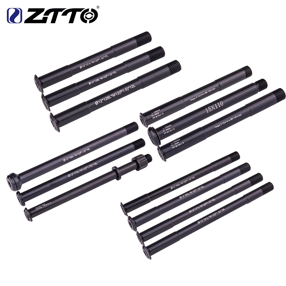 ZTTO MTB Thru axle Road Bike Shaft Front hub Rear hub Skewers 12mm 15mm Wheel Axis Hub Shaft 12x142 12x148 FRONT 12X140 FORK