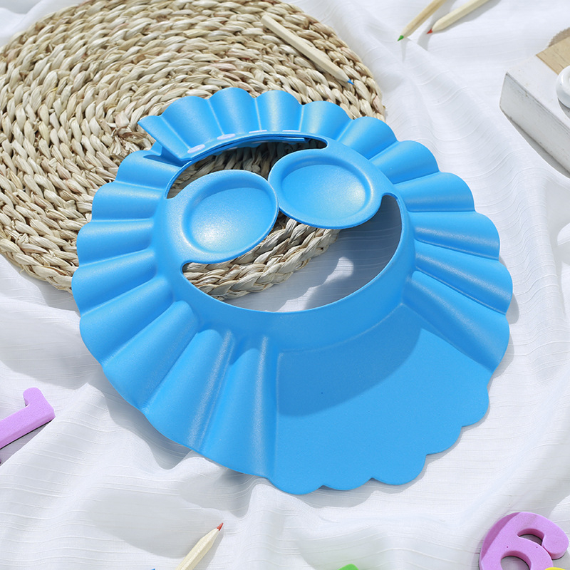 Kids Baby Adjustable Soft Silicone Waterproof Shield Shampoo Solid Color Children‘s Shower Bath Visor Hat Cap Protect Eyes/Ears