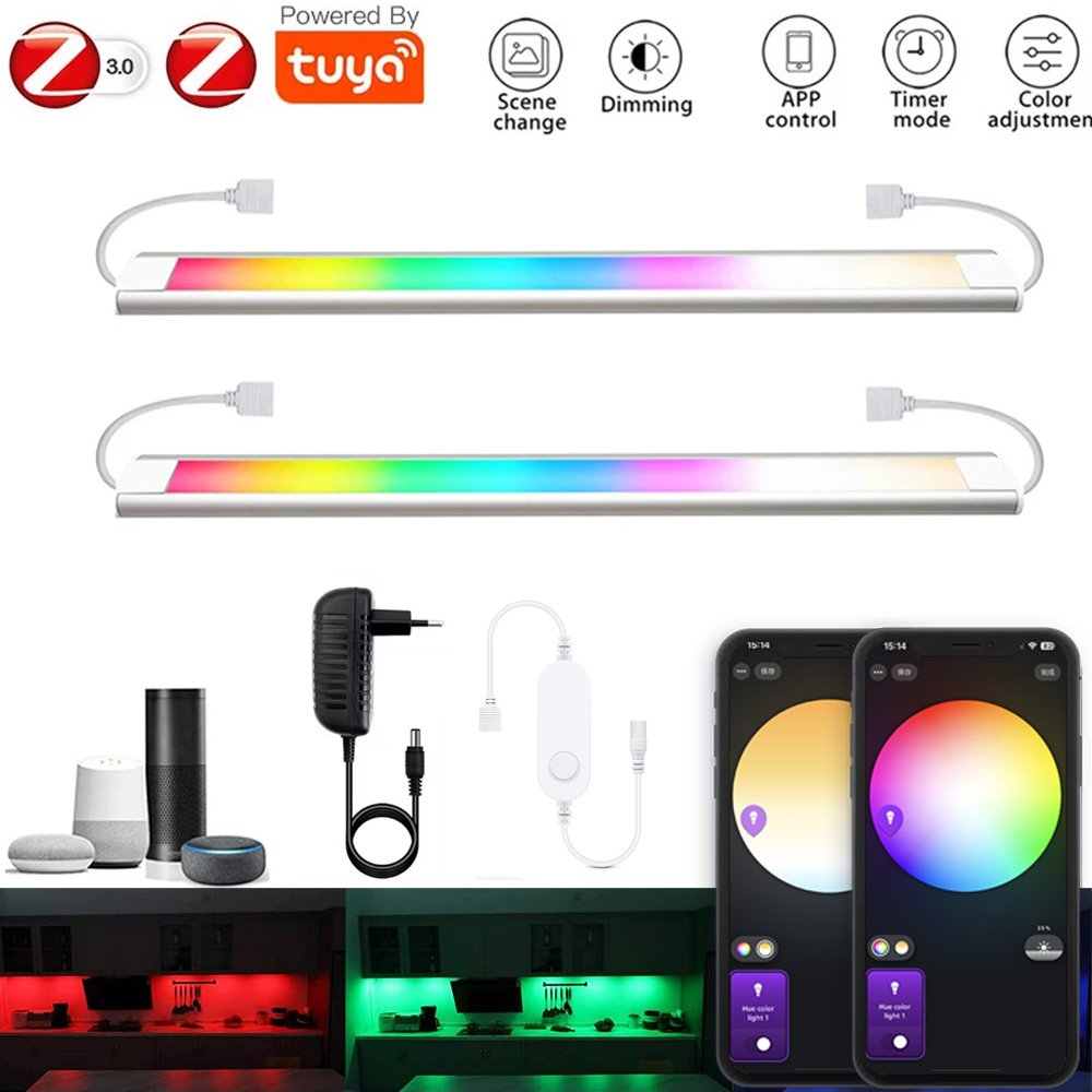 2/4/6PCS Kitchen Cabinet Light 30cm RGBCCT LED Strip DC12V ZIGBEE 3.0 Tuya Smart Dimmer Control For Bedroom Wardrobe Night Light lightify