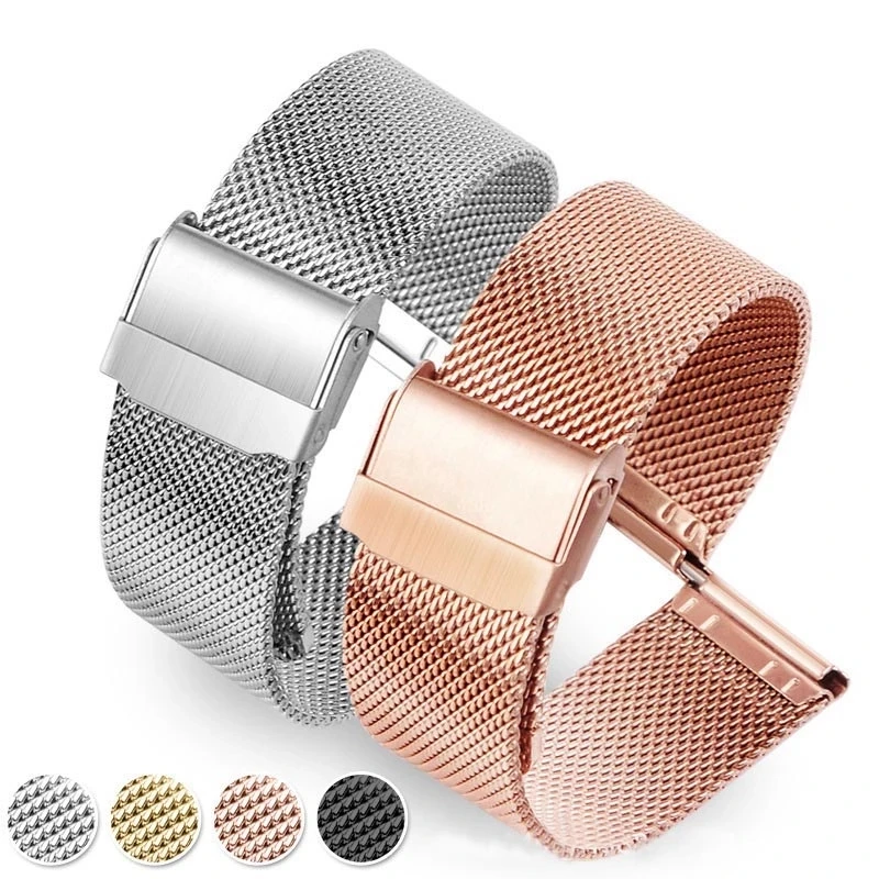 Stainless Steel 0.4mm Mesh Watch Band Milanese Loop 14mm 16mm 18mm 20mm 22mm Metal Strap Quick Release Replacement Bracelet