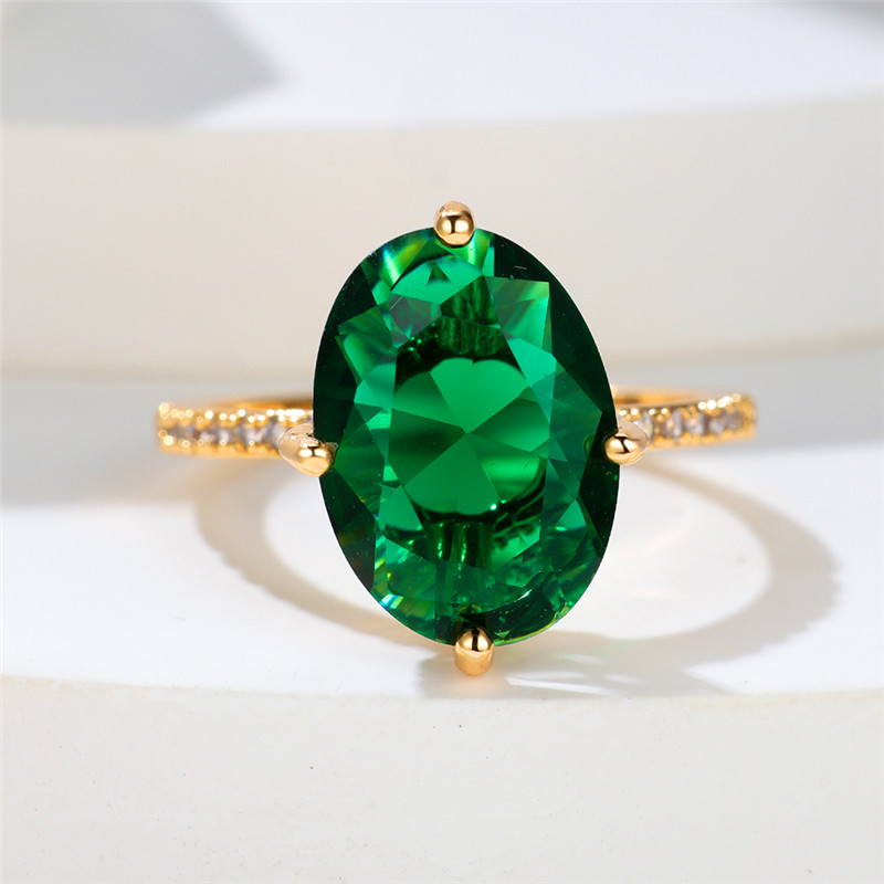 Cute Female Stars Green Zircon Stone Gold Color Wedding Jewelry Promise Engagement Flower Rings For Women