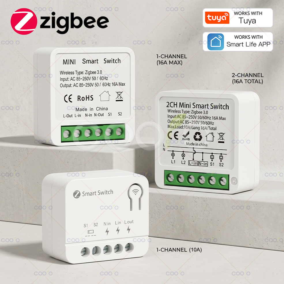 1/2/3 Gang Tuya ZigBee Smart Switch Module Need Neutral Wire Smart Life App Automation DIY Breaker Works with Alexa Home