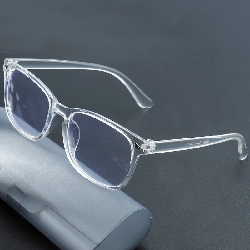 1pc Square Rivet Fashion Anti Blue Light Glasses for Daily Commute, Fashion Glasses|Riveted Frame Design|Lightweight Eyewear