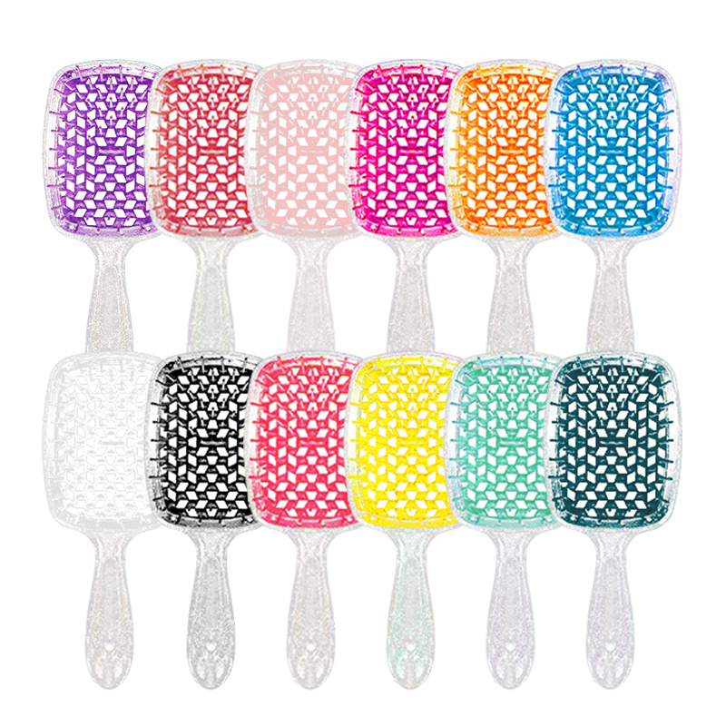 1pcs Transparent Sparkling Hollow Hairdressing Comb Hair Styling Comb Anti Static Scalp Massage Hair Comb For Wet Or Dry Hair