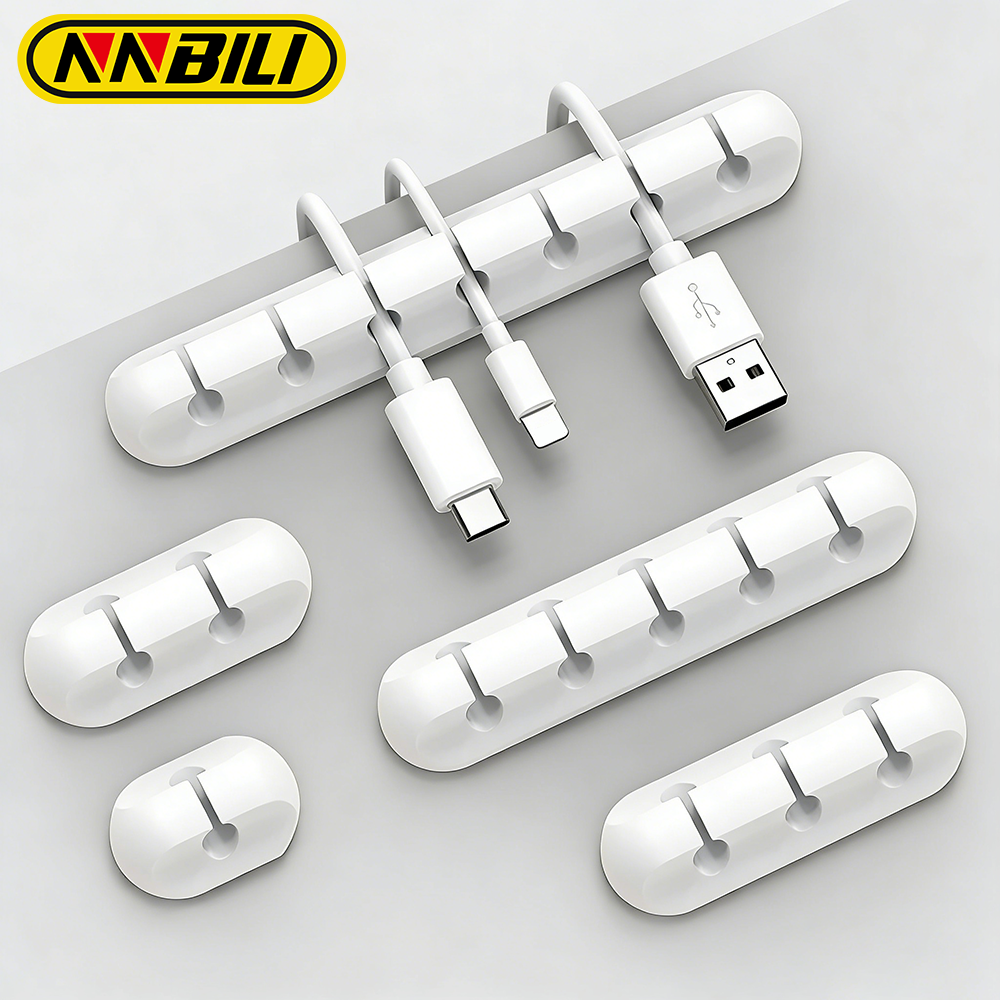 NNBILI 5pcs Cable Cord Wire Organizer USB Cable Winder Management Clips Self Adhesive for Mouse Keyboard Headset For iPhone Cord