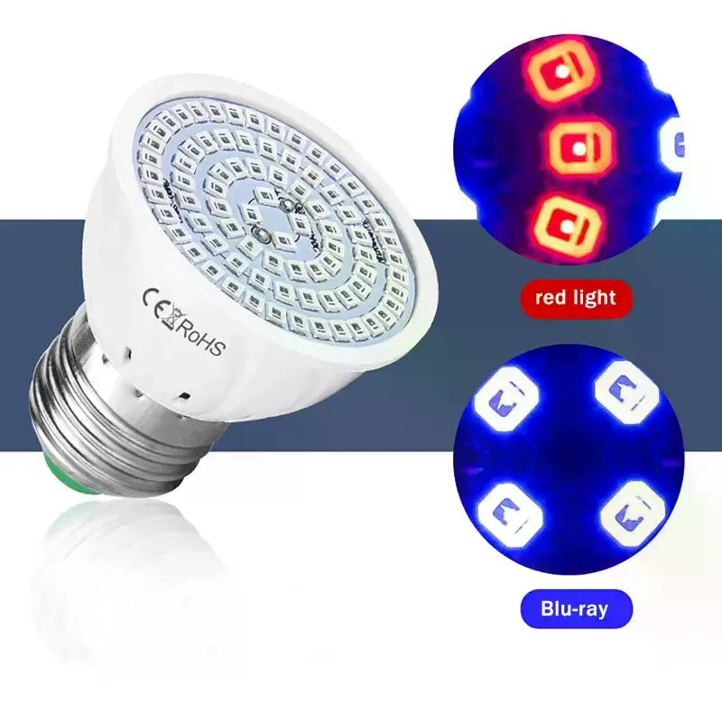 4X E27 80 LEDs Plant Grow Lamp LED Full Spectrum Growth Light Bulbs Seedling Flower Phyto Lamp