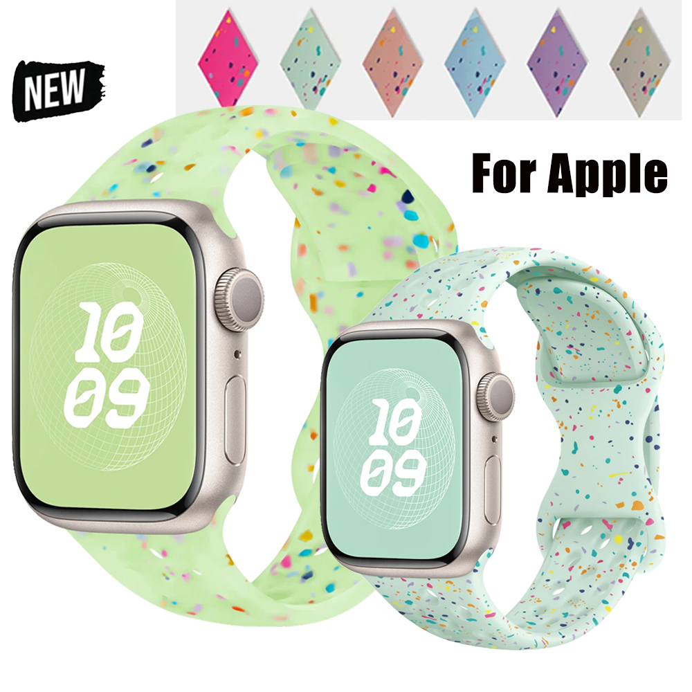 Original Silicone Strap For Watch Band 41 45mm 40 44 38 42 46mmCorrea Breathable iWatch Series11 10 9 8 SE 7 6 Ultra3 49mm