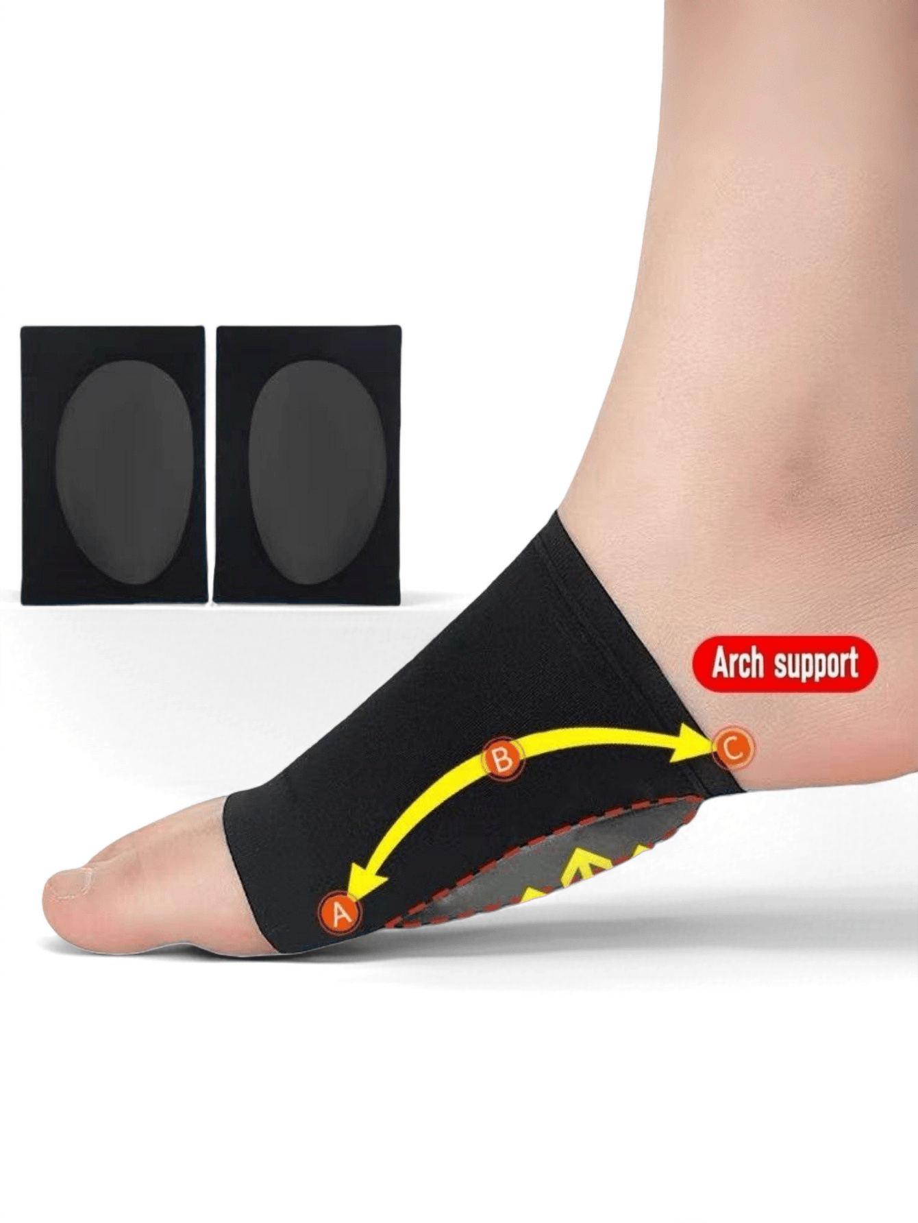 1 Pair of Arch-Shaped Support Foot Protectors, Unisex Arch Support with Silicone Pads, Relieve Walking Pressure