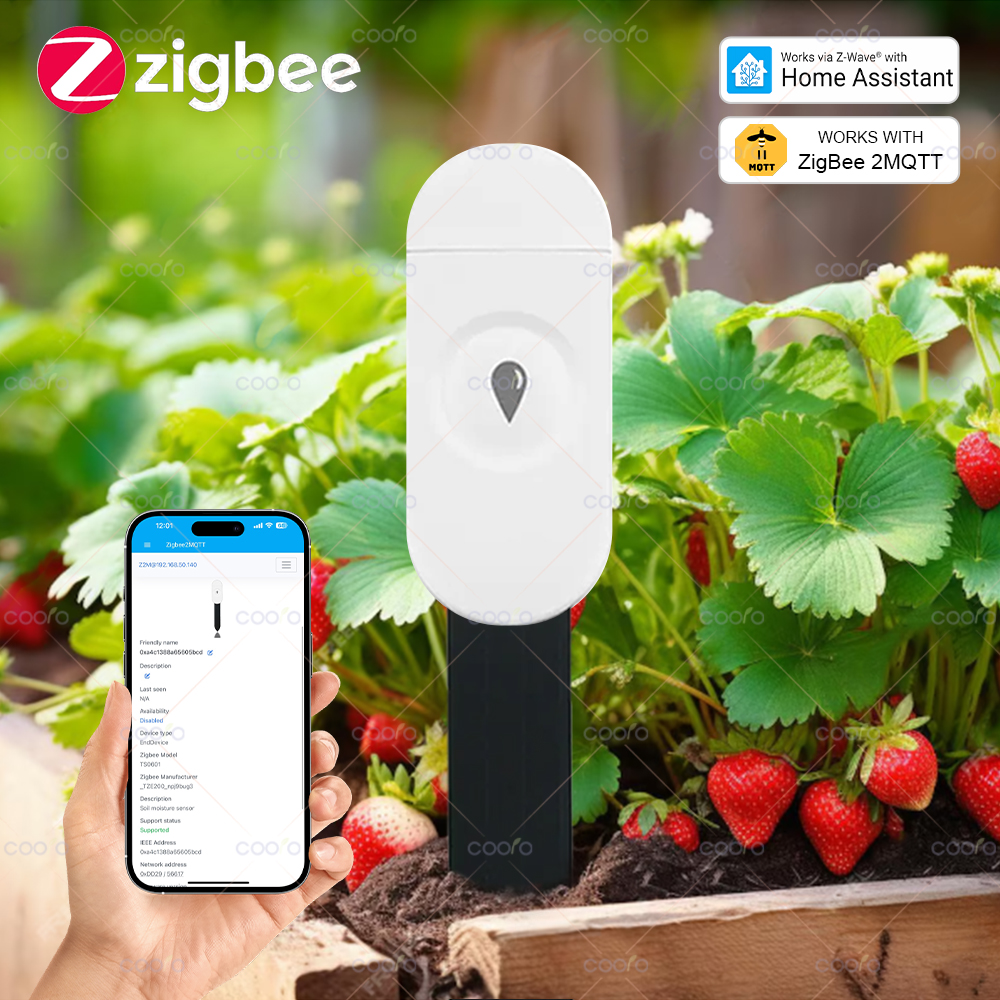 Zigbee Smart Soil Tester Humidity Temperature Moisture Sensor for Plant Garden works with Home Assistant Zigbee2MQTT