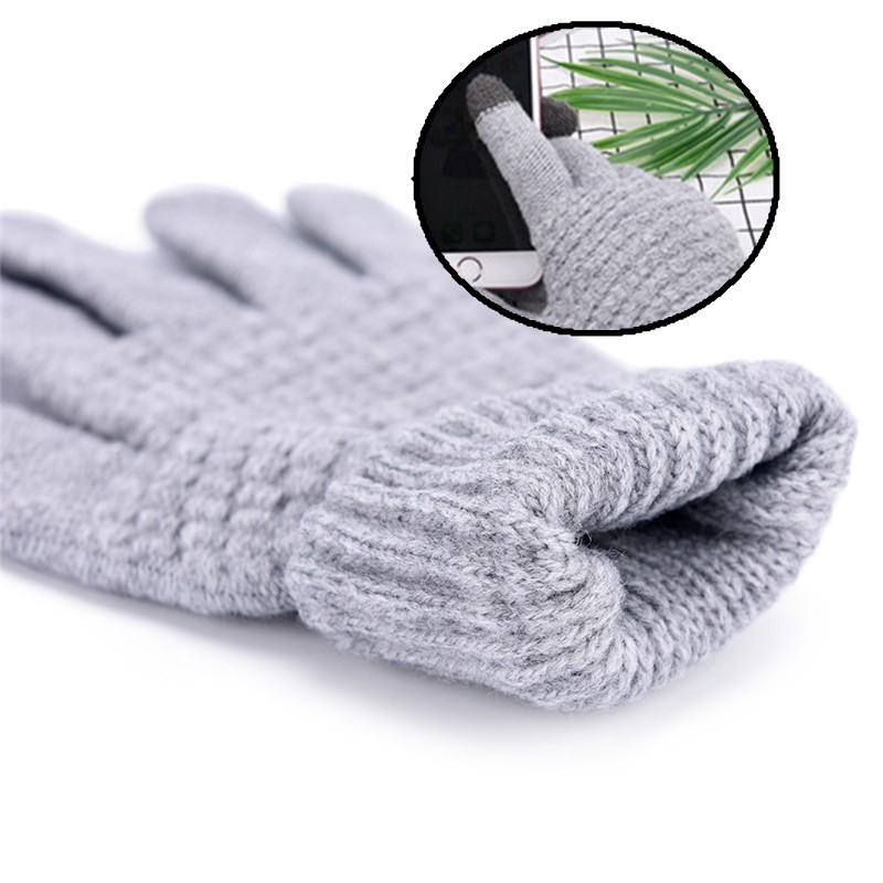 ST 1Pair new Knitted Winter Warm Wool Gloves Touch Screen Gloves Man Women Winter Gloves