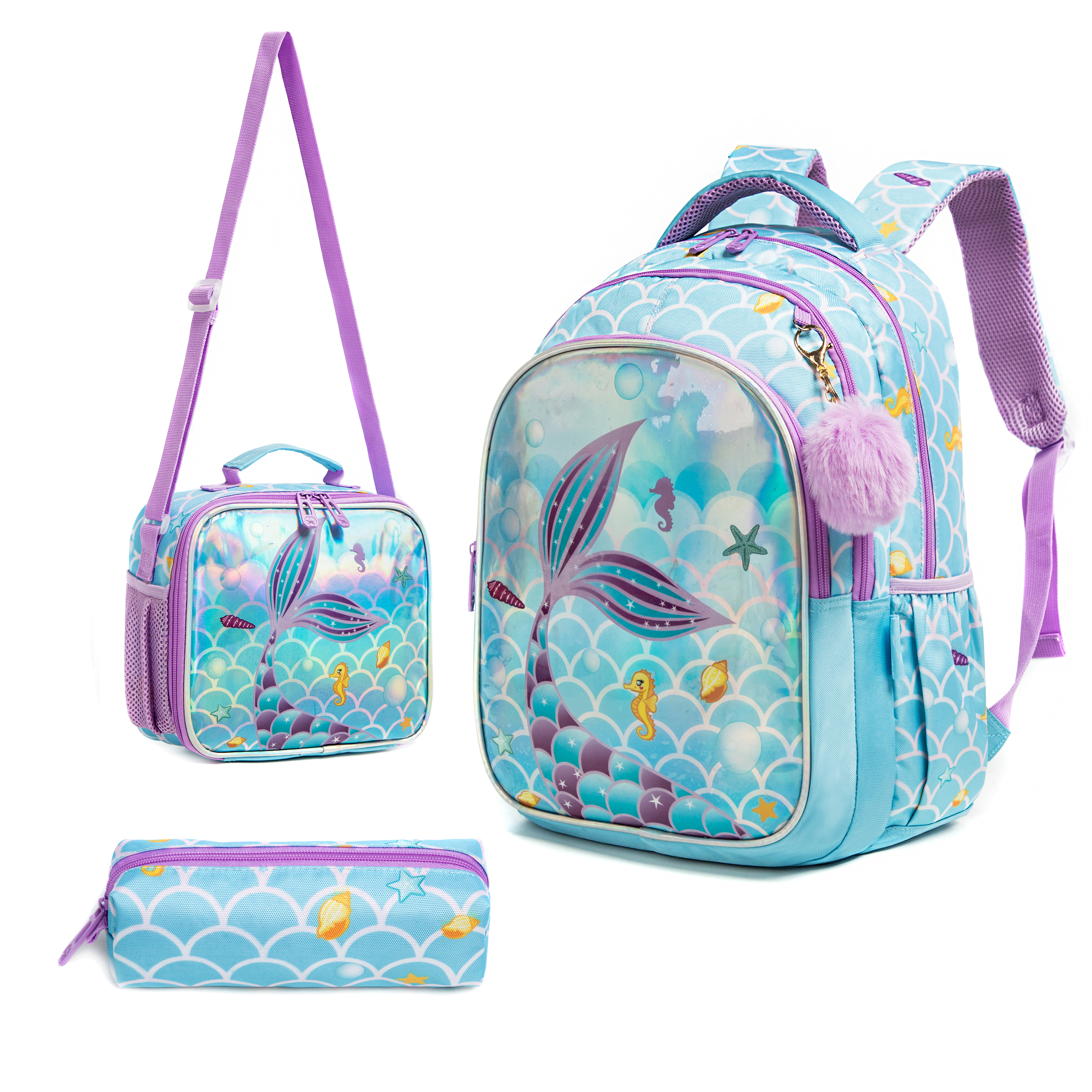 Meetbelify Mermaid Backpack for Girls Bookbag for Girls with Lunchbag and Penbag for Elementary Students pen gpt
