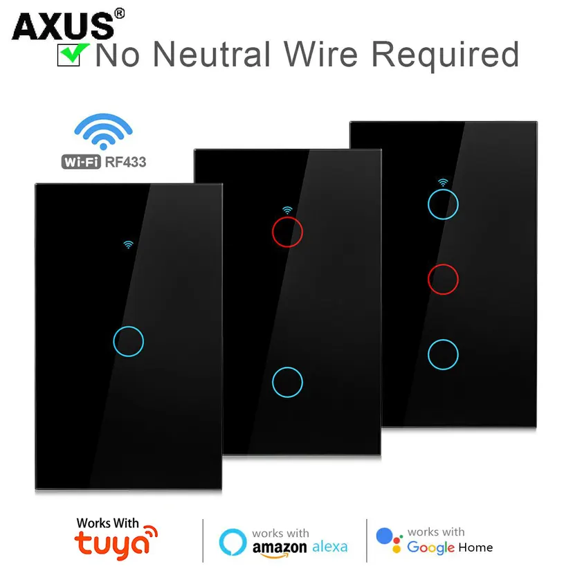 TNCE Tuya WiFi/Zigbee Smart Light Switch Neutral Wire/No Neutral Wire Required Wall Touch Switch Work with Alexa Home