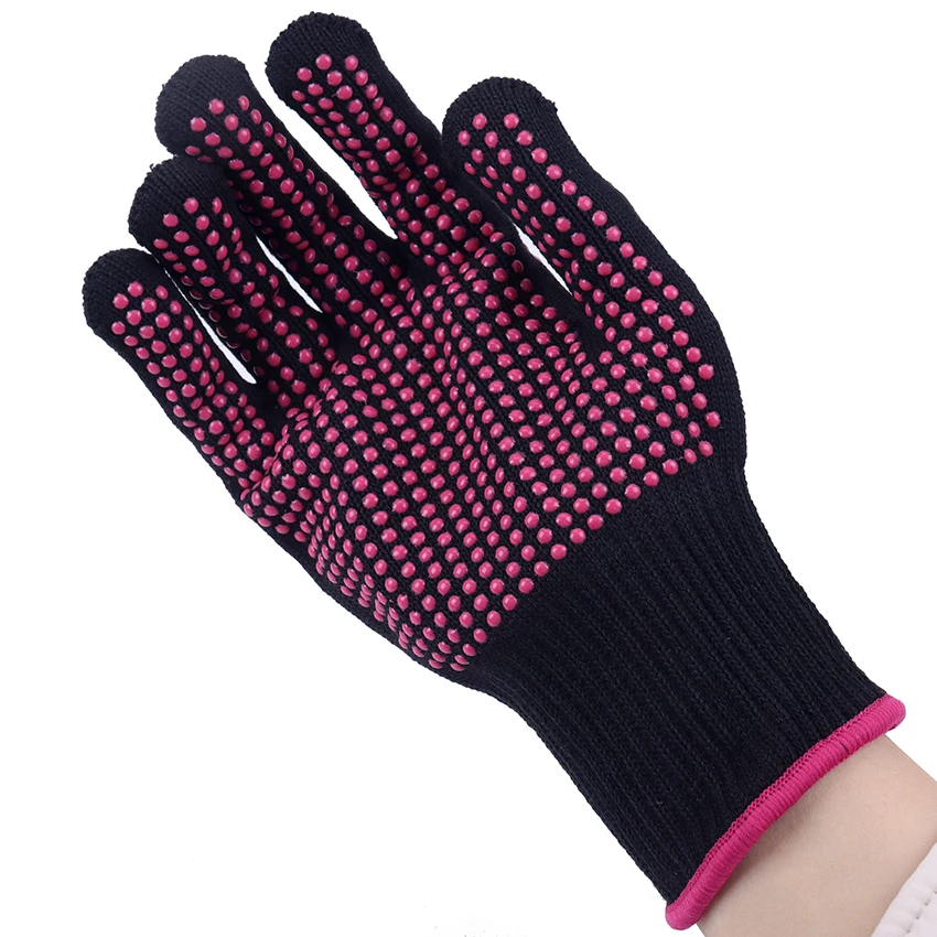 1PC Hair Straightener Perm Curling Hairdressing Heat Resistant Finger Glove Hair Salon Tools Anti-heat Gloves with Silicone Bump