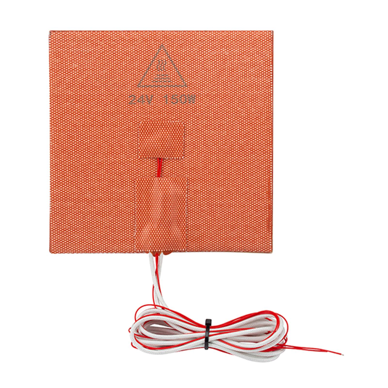 Silicone Heater Heating Pad 24V/150W for 3D Printers Heated Bed DIY Easy Install Heating Mat 150 x 150mm Heating Element