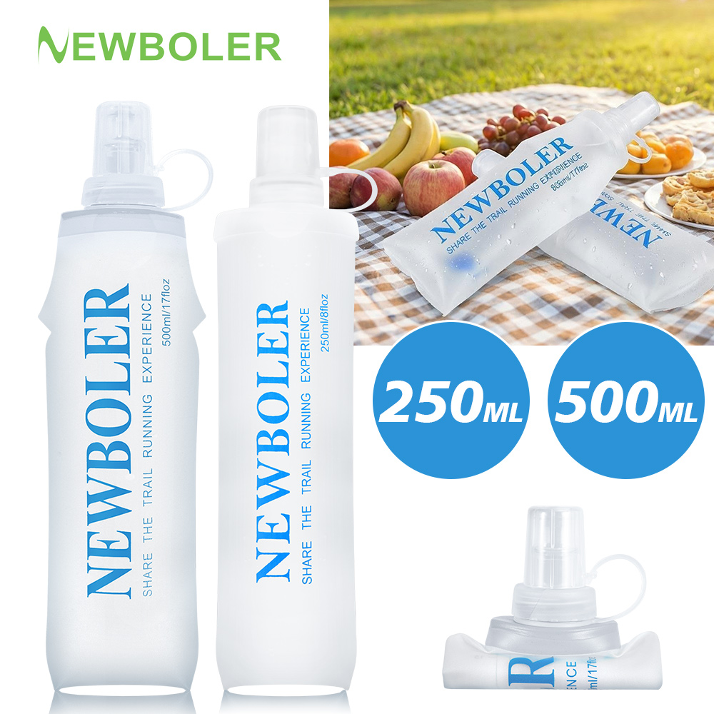 NEWBOLER 250ML 500ML Water Bottle TPU Folding Soft Bottle Outdoor Sport Water Bag Collapsible Water Bottle Running Camping