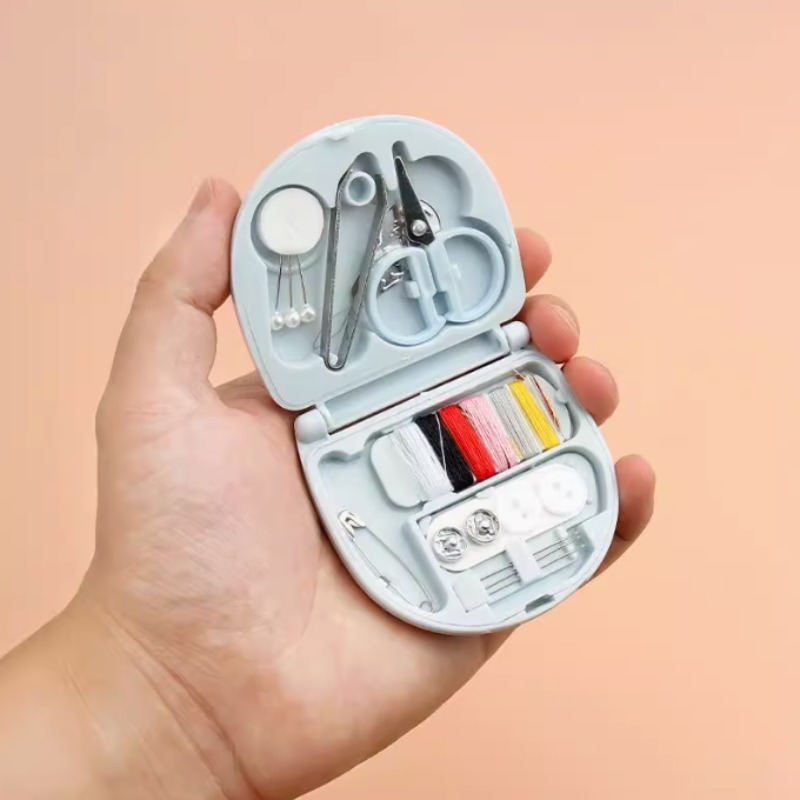 Portable Handheld Sewing Kit, Mini Travel Sewing Machine with Threads Needles Scissors for Emergency Clothing Repairs, DIY