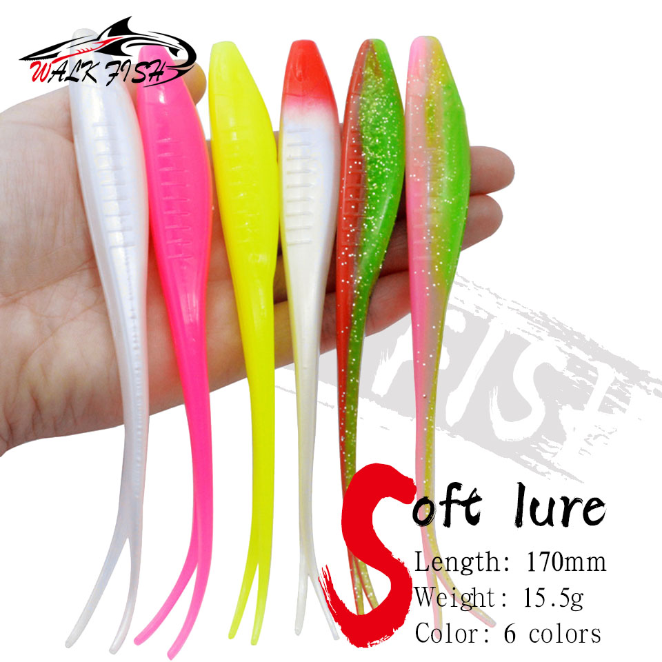 WALK FISH 3pcs Drop Shotting Soft Bait Fishing Lure 170mm 15.5G V-shape Split Tail Swimbait Worm Freshwater Fishing Tackle lure