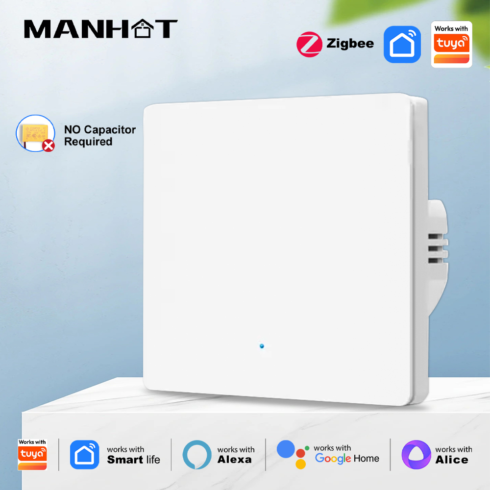 Tuya Zigbee Smart EU Button Switch No Capacitor Required Push Button Switch Voice Control With Alexa Home SmartThings