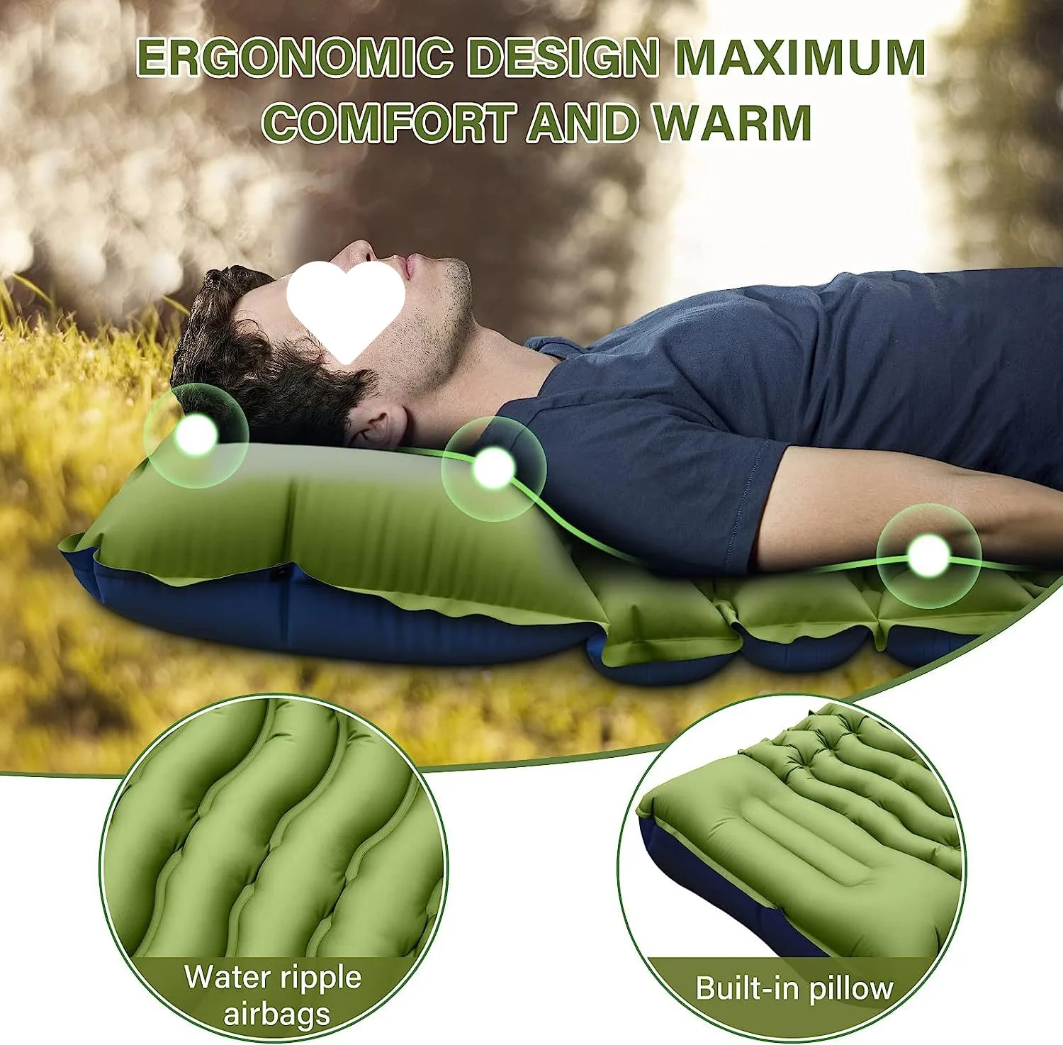 TARKA Camping Inflatable Air Mattress Single/Double Person Sleeping Mat Lightweight Portable Sleeping Cushion For Outdoor Hiking