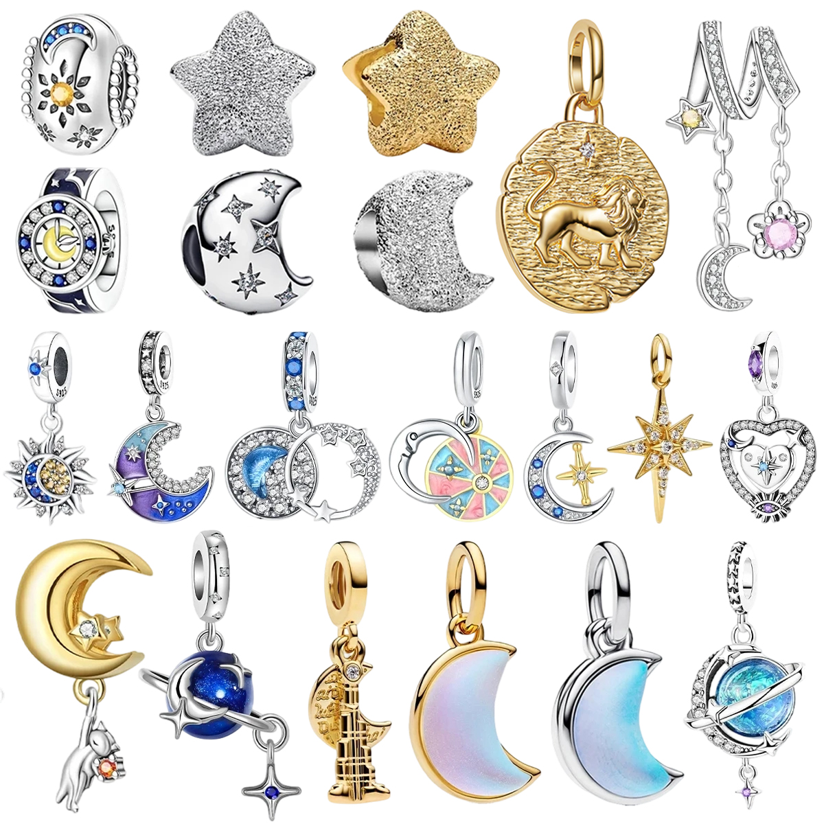 925 Sterling Silver Starry Blue Shines Charms Beads For Women Fit Original Bracelet DIY Jewelry s