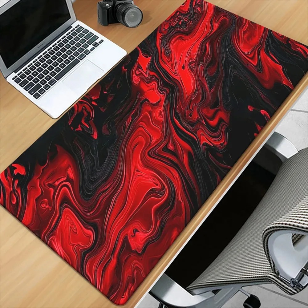 Black and Red Marble Pattern Gaming Mouse Pad | Anti-Slip Durable PC Keyboard Mat