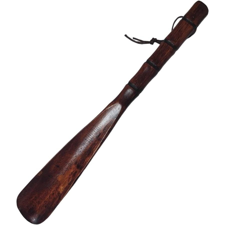 Portable 32cm Wooden Shoe Horn, Long Handle Shoe Puller for All Shoe Types, Travel-Friendly for Daily Use