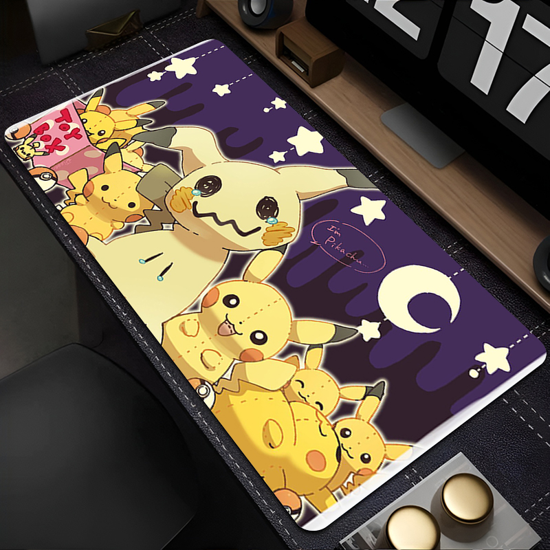 Large Mouse Pad Pokemon Mimikyu 90x40cm Carpet Laptop Locking Edge Game Keyboard Mat Mousepad Edge White Tassel Table Mat