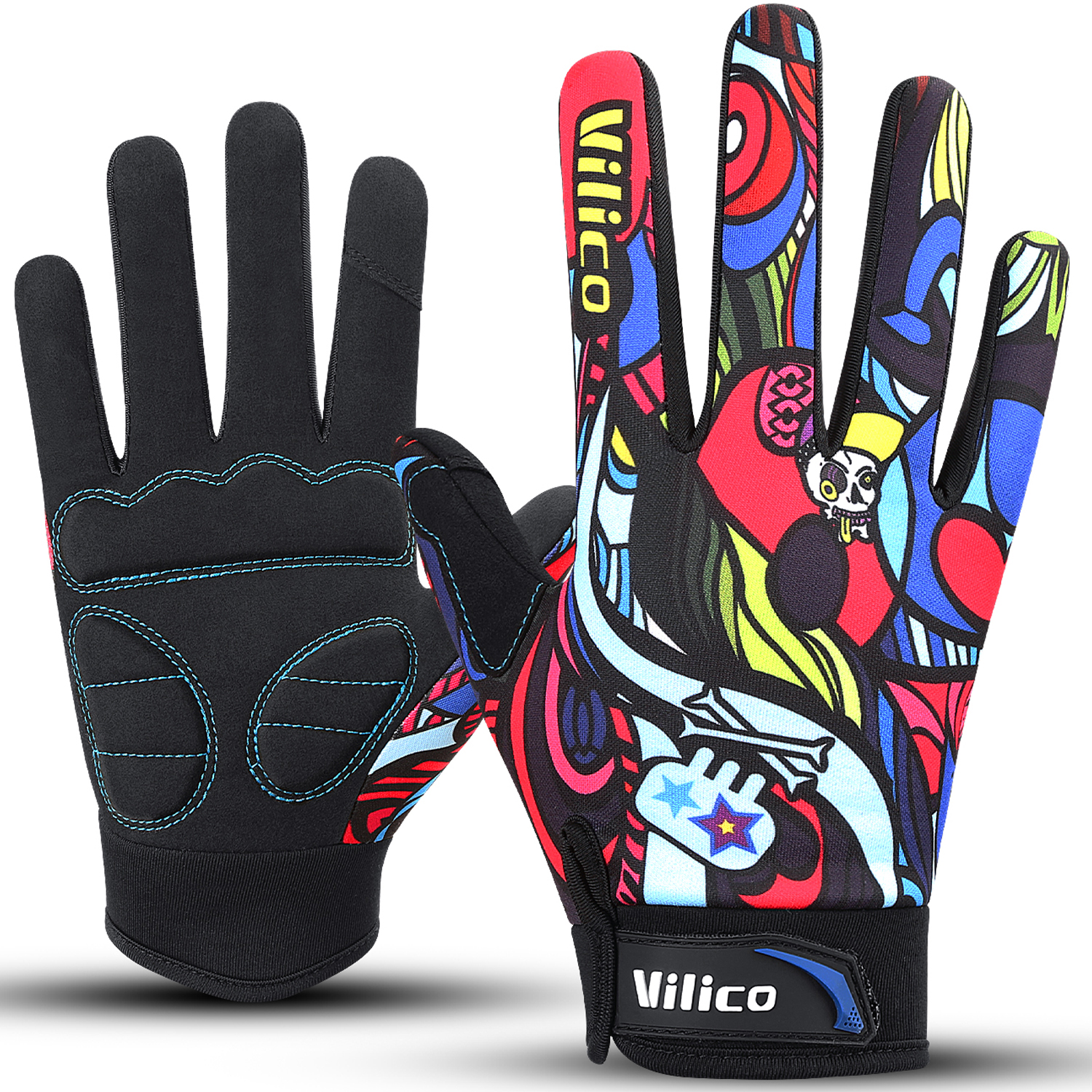 Riding Gloves Road Bikes Shock-Absorbing Anti Slip Wear-Resistant Touch Screen Sports Mountain Bike Gloves Halloween Gloves