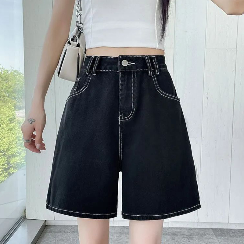 New Lady High Waist Black Stretch Jeans Girls Classic Fashion Straight Leg Pants Hot Sale Female Solid Denim Trousers