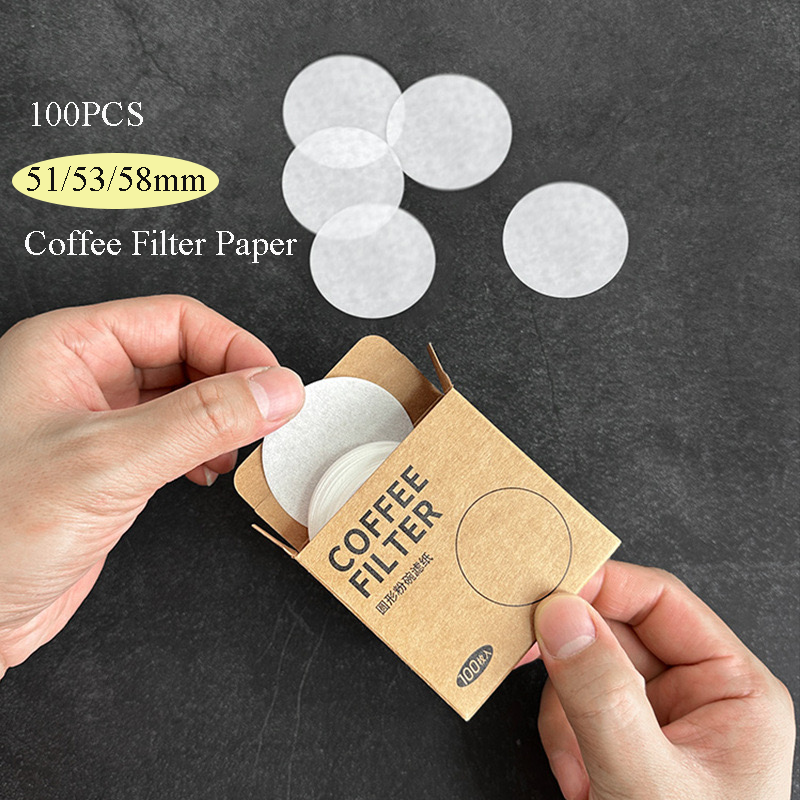 51/53/58mm Portafilter Basket Coffee Filter Paper For Espresso Machines 100PCS Round Coffee Paper Filter For Moka Pots
