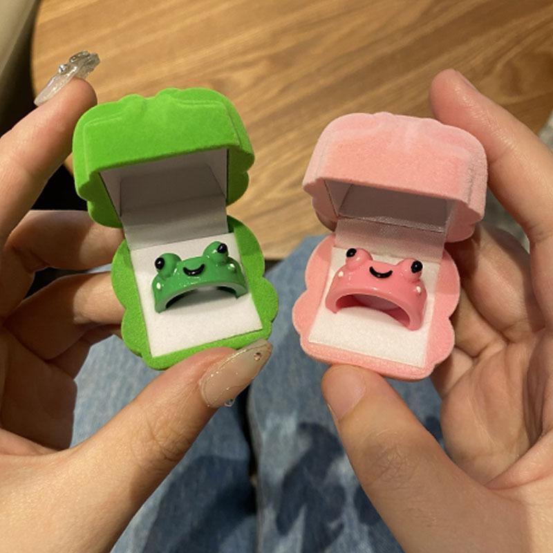 Cute Cartoon Frog Shaped Ring Couple Valentine's Day Frog Ring Cute Animal Ring Accessories Best Friend Pairing Ring Gifts