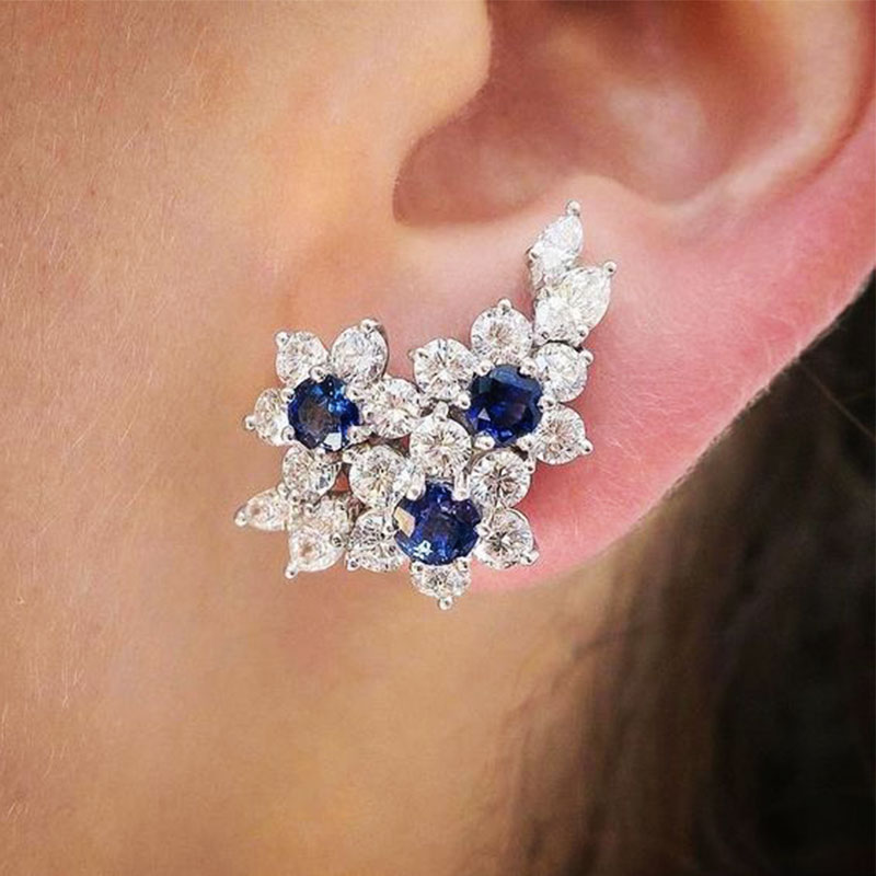 Huitan 3Pcs Set Rings Luxury Wedding Accessories Princess White/Blue CZ New Fashion Female Accessories Engagement Party Jewelry