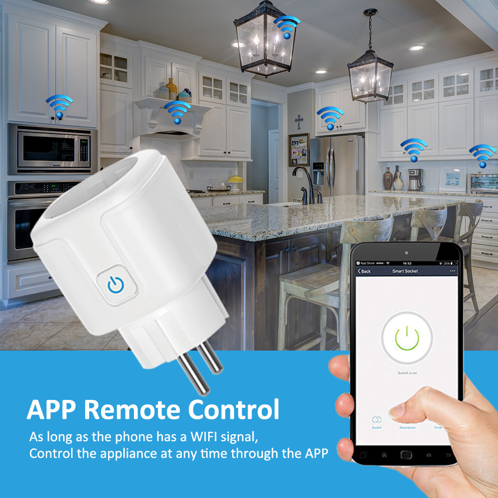 European Smart Socket 2 Pins Intelligent EU Socket Tuya WiFi Smart Plug Timing Voice Mobile Control 16A/20A Europe Sockets