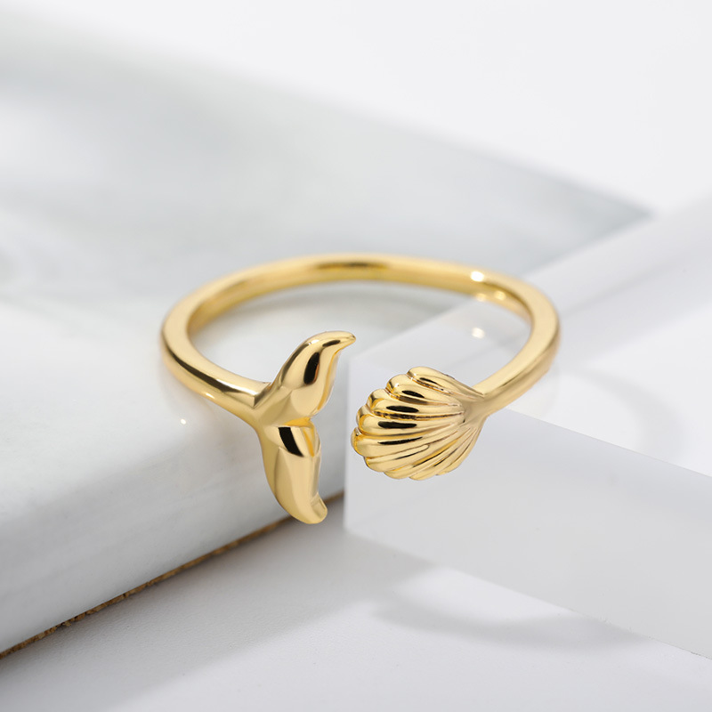 Mermaid Fish Tail Whale Opening Rings Cute Sweet Female Resizable Ring Girls Stainless Steel Midi Finger Knuckle Jewelry pen gpt