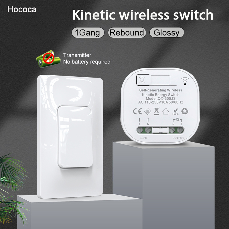 Ultra Quiet High Gloss US Style Self Powered Wireless Switch Waterproof No Battery Panel 2v1 Dual Control Kinetic Switches