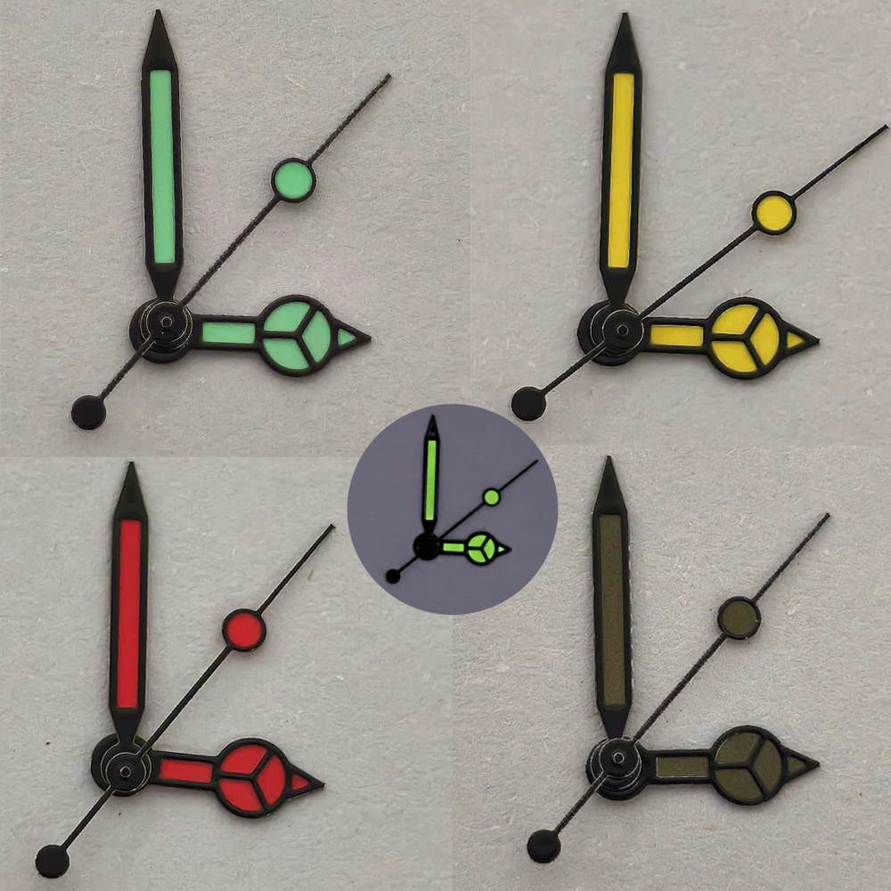 Green Luminescent Black Silver Edged Mercedes Style Watch Hands for NH35/36/4R Movements Compatible Watch Parts Accessories