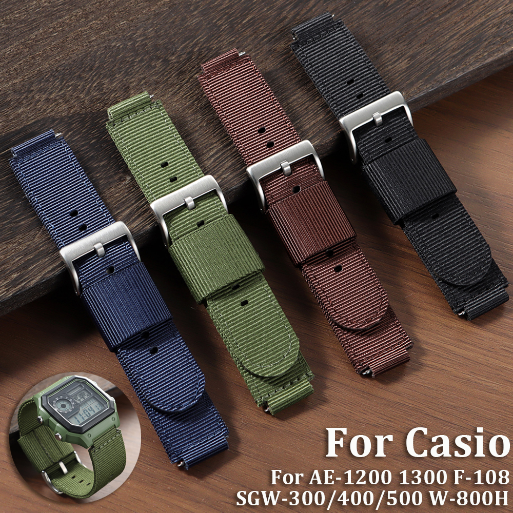 Canvas Nylon Watch Band Quick Release 16mm 18mm for AE-1200 1300 F-108 SGW-300/400/500 W-800H Strap Men's Accessories Belt