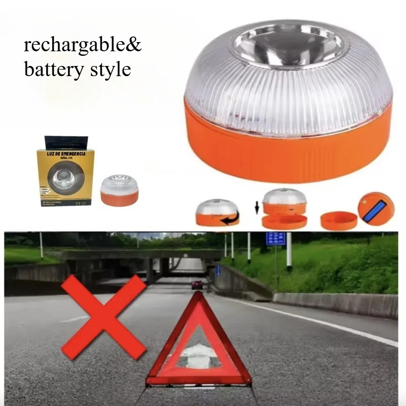 Car Emergency Beacon Light USB Rechargeable V16 Magnetic Induction Strobe Flashing Warning Light Help Flash Safety Signal Lamp