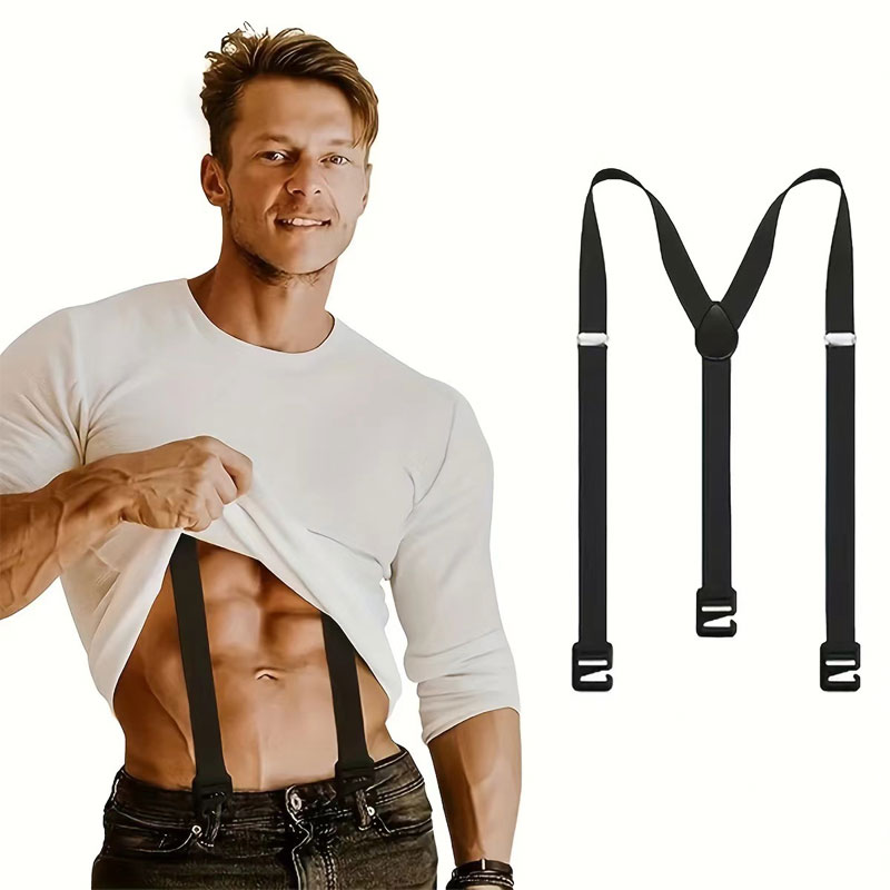 Solid Color Suspenders for Men Y-Back Hidden Suspenders Adjustable Fashion Casual Suspenders