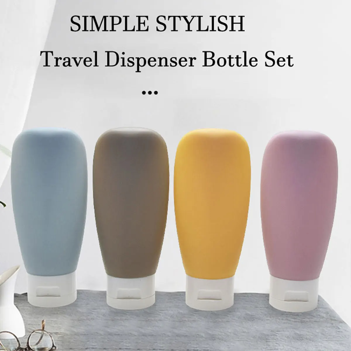 4Pcs/Set Refillable 60ml Soft Silicone Lotion Container Squeeze Tube Empty Portable Travel Shampoo Bottle