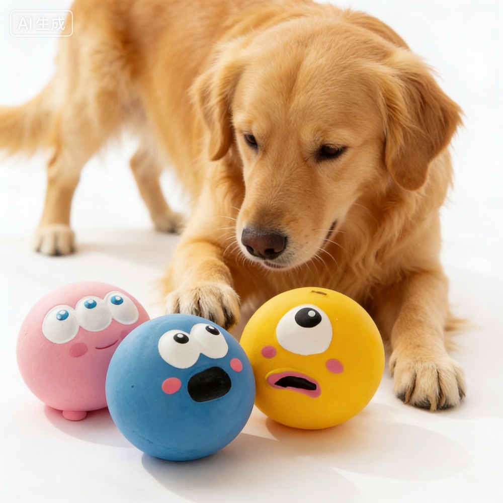 Squeaky Dog Chew Ball, Bite Resistant Teeth Cleaning Toy, Interactive Sound Puppy Toy for Small Medium Large Dogs