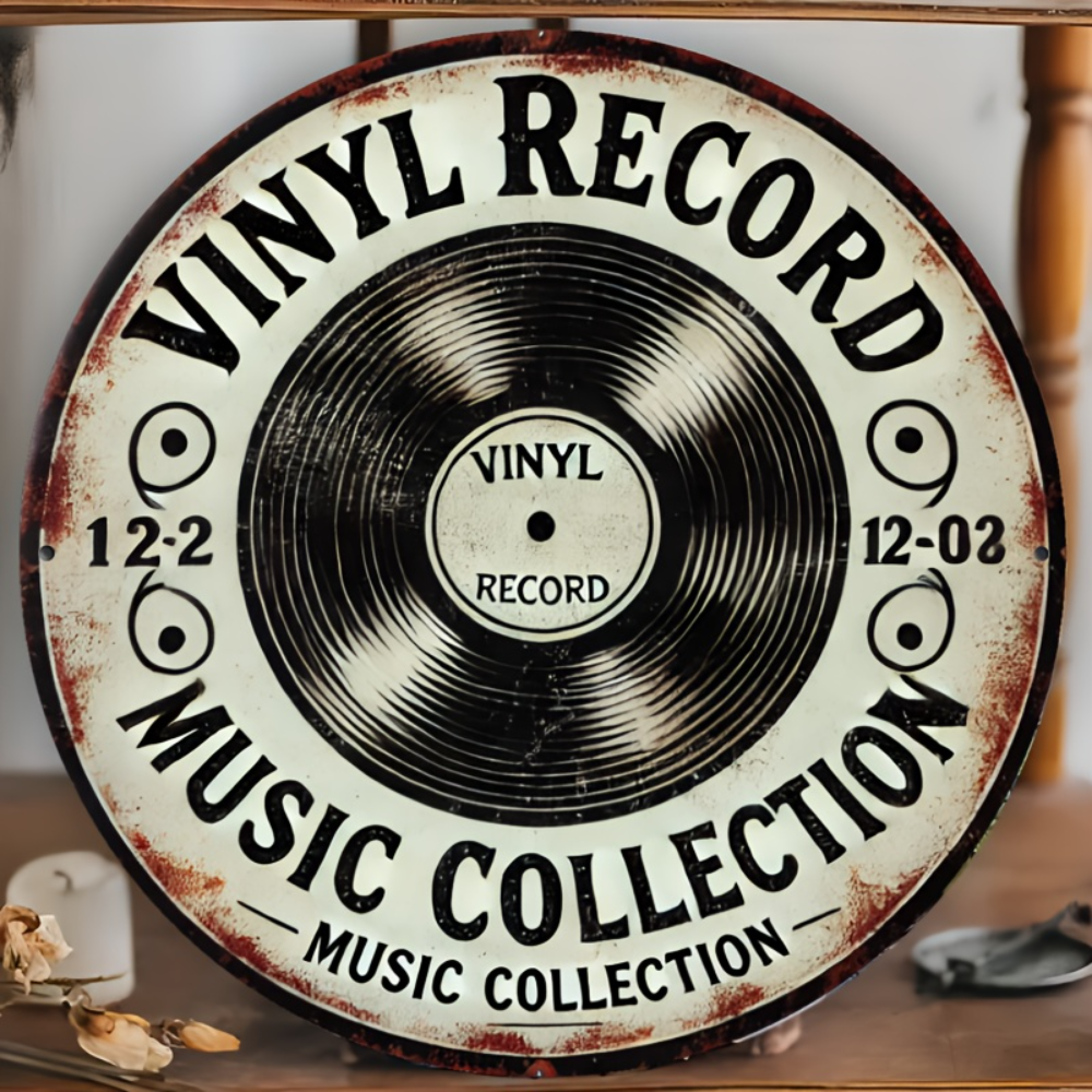 1pc Charming Vintage Vinyl Record Metal Sign Retro Wall Art for Home Office Ideal for Music Enthusiasts in Room Decor